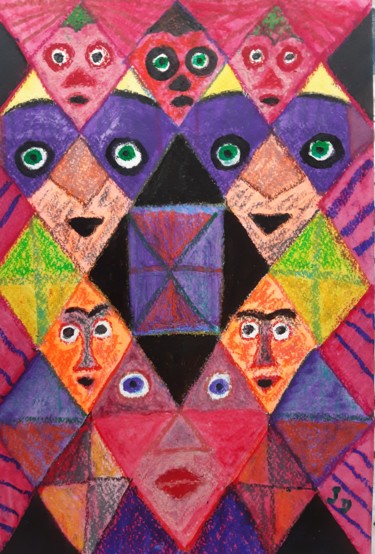 绘画 标题为“La Pyramide des Sag…” 由Jacques Desvaux (JD), 原创艺术品, 丙烯