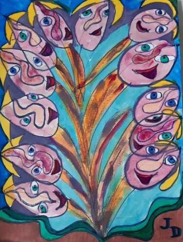 Peinture intitulée "L'arbre Généalogiqu…" par Jacques Desvaux (JD), Œuvre d'art originale, Acrylique