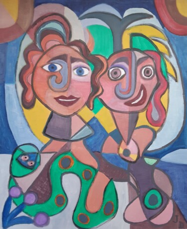 Malarstwo zatytułowany „Adam et Eve” autorstwa Jacques Desvaux (JD), Oryginalna praca, Akryl
