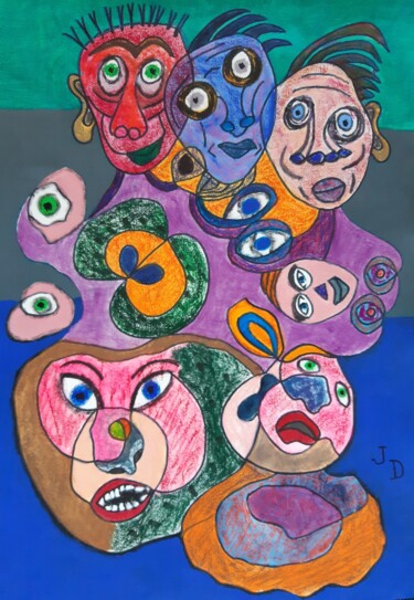 Peinture intitulée "Les Pensionnaires" par Jacques Desvaux (JD), Œuvre d'art originale, Acrylique
