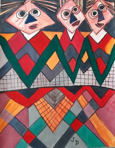Peinture intitulée "Les Trois Frères" par Jacques Desvaux (JD), Œuvre d'art originale, Acrylique