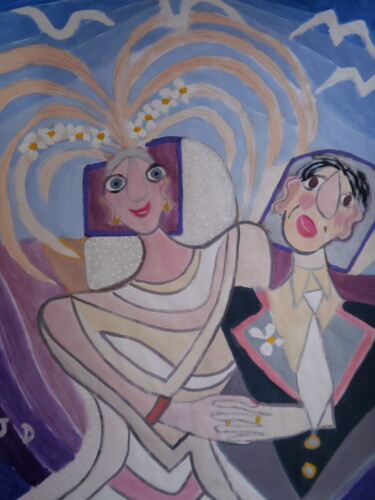 Peinture intitulée "Ils Se Sont Mariés" par Jacques Desvaux (JD), Œuvre d'art originale, Acrylique
