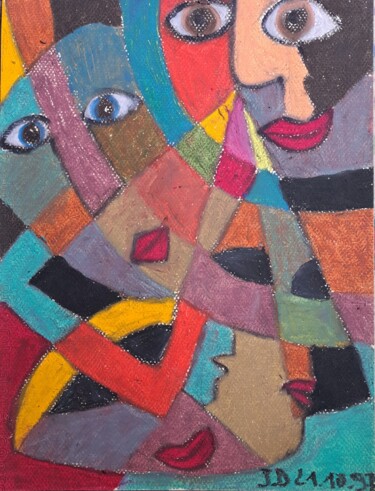 Painting titled "Les Doux Yeux" by Jacques Desvaux (JD), Original Artwork, Pastel