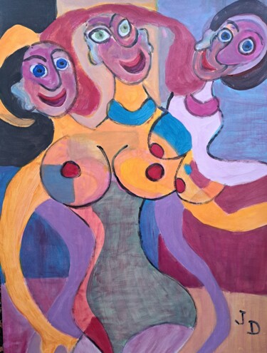 Pintura intitulada "Les  Trois  Grâces…" por Jacques Desvaux (JD), Obras de arte originais, Acrílico