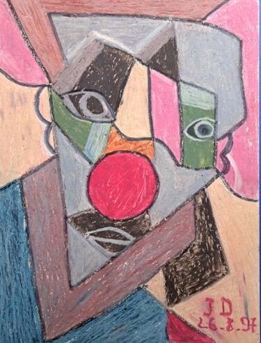 "Le  Clown  Triste" başlıklı Tablo Jacques Desvaux (JD) tarafından, Orijinal sanat, Pastel