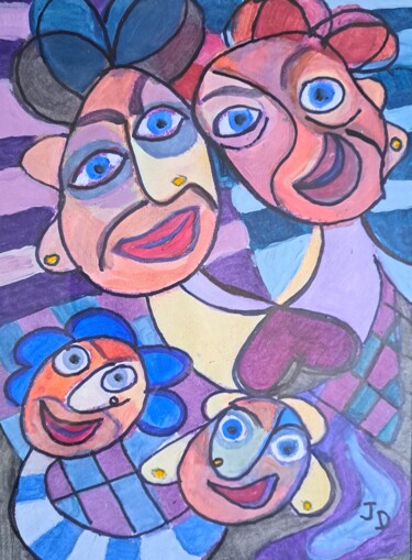 Painting titled "Famille  Percing" by Jacques Desvaux (JD), Original Artwork, Acrylic