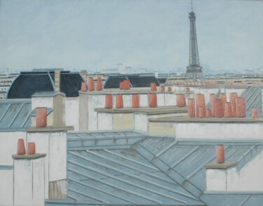 "Les toits de Paris…" başlıklı Tablo Jacques Dolley tarafından, Orijinal sanat, Akrilik Ahşap Sedye çerçevesi üzerine monte…