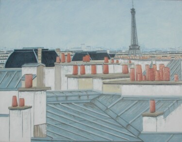 Peinture intitulée "Les toits de Paris…" par Jacques Dolley, Œuvre d'art originale, Acrylique Monté sur Châssis en bois