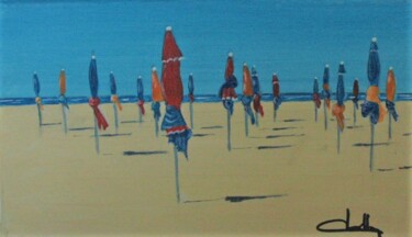 Painting titled "Deauville Les paras…" by Jacques Dolley, Original Artwork, Acrylic