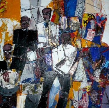 Pittura intitolato "Only jazz" da Jacques Donneaud, Opera d'arte originale, Acrilico Montato su Telaio per barella in legno