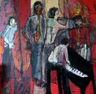 Pintura titulada "L'instant jazz 2" por Jacques Donneaud, Obra de arte original, Otro Montado en Bastidor de camilla de made…