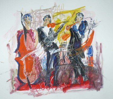 Painting titled "Trio fou" by Jacques Donneaud, Original Artwork, Watercolor