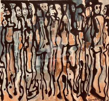 Peinture intitulée "la foule" par Jacques Dugois (JAZON), Œuvre d'art originale, Acrylique