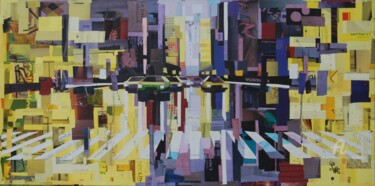 Collages intitolato "reflet sur New York" da Jacques Lacourrege, Opera d'arte originale, Acrilico