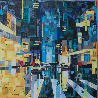 Collages titled "New York illuminé" by Jacques Lacourrege, Original Artwork, Acrylic