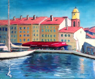 Painting titled "Saint - Tropez" by Jacques Lajoinie, Original Artwork, Oil