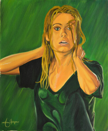 Pintura titulada "Catherine Deneuve (…" por Jacques Maupas, Obra de arte original, Oleo Montado en Bastidor de camilla de ma…