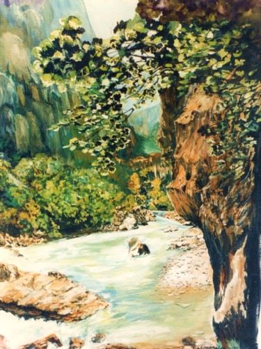 Peinture intitulée "Dans les gorges du…" par Jacques Moncho (Art d'antan), Œuvre d'art originale, Huile