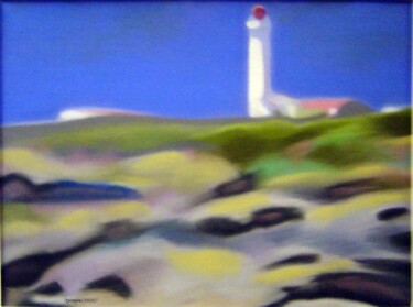 Peinture intitulée "phare des corbeaux…" par Jacques Oudot, Œuvre d'art originale