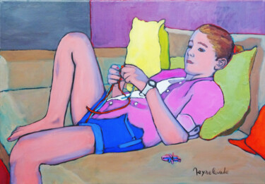 Malerei mit dem Titel "Jeune Fille au Scou…" von Jacques Peyrelevade, Original-Kunstwerk, Öl
