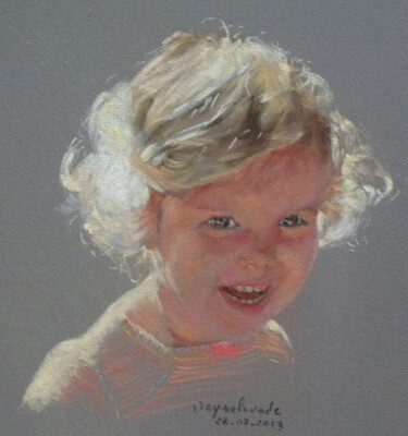 Malarstwo zatytułowany „portrait d'enfant a…” autorstwa Jacques Peyrelevade, Oryginalna praca, Pastel