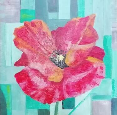 Painting titled "coquelicot" by Jacques Pierre Pichon, Original Artwork, Acrylic