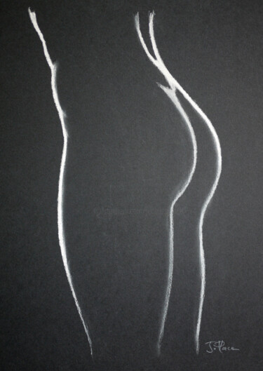 Dessin intitulée "La ligne blanche" par Jacques Place, Œuvre d'art originale, Craie