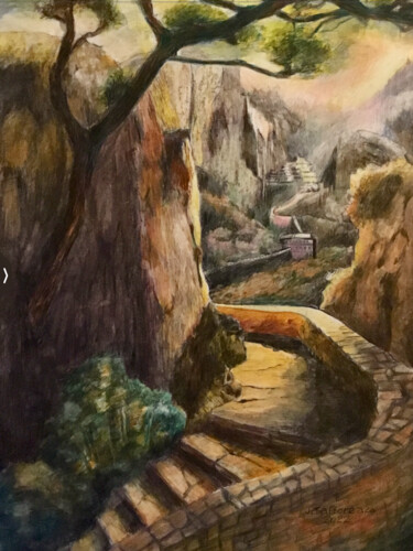 Schilderij getiteld "BALADE SUR LA MURAI…" door Jacques Tafforeau, Origineel Kunstwerk, Aquarel