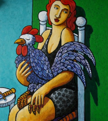 제목이 "Woman with Big Cock"인 미술작품 Jacques Tange로, 원작, 기름