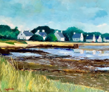 Painting titled "Marée basse en Bret…" by Jacques Lajoinie, Original Artwork, Oil