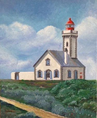 Malerei mit dem Titel "Le phare" von Jacques Lajoinie, Original-Kunstwerk, Öl