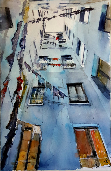 Painting titled "Vida interior" by Jacques Villares, Original Artwork, Watercolor