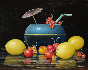 Malerei mit dem Titel "Soupe de fruits" von Jacquiot, Original-Kunstwerk, Acryl