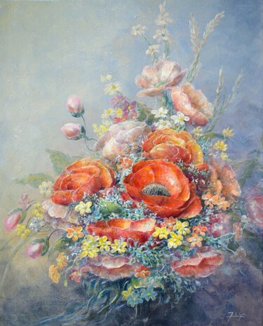 Ζωγραφική με τίτλο "Bouquet douceur" από Jacquiot, Αυθεντικά έργα τέχνης, Ακρυλικό