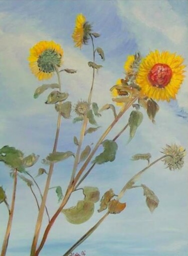 Malarstwo zatytułowany „Sonneblumen in der…” autorstwa Jaga Rudnicka, Oryginalna praca, Olej