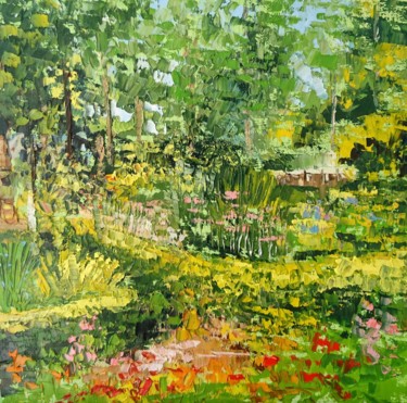Pintura titulada "Au jardin" por Nathalie Jaguin, Obra de arte original, Oleo
