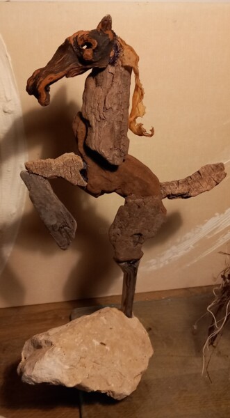 Sculpture titled "CHEVAL CABRÉ" by Jaime Garcia, Original Artwork, Wood