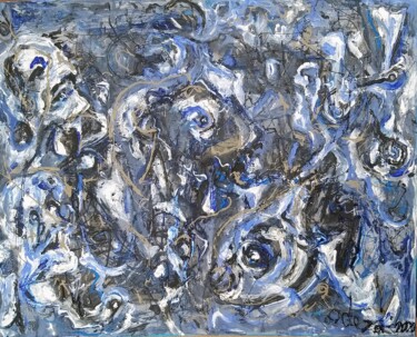Картина под названием "Planeta Azul" - Jaime Azedo, Подлинное произведение искусства, Акрил Установлен на Деревянная рама дл…