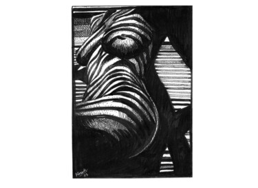 Dibujo titulada "ACT - Zebra" por Jakub Kossakowski (Art After Hours), Obra de arte original, Tinta