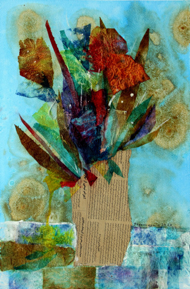 Collages intitolato "Paper Vase" da Jamaleddin Toomajnia, Opera d'arte originale, Collages