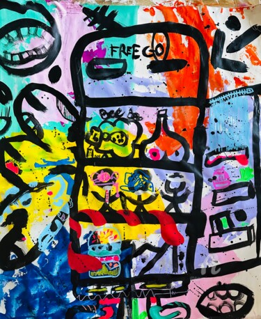 Malerei mit dem Titel "FREE GO" von Jennifer Daisy Hermange, Original-Kunstwerk, Acryl