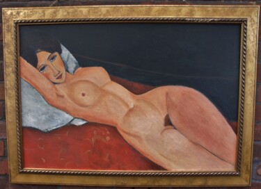 Schilderij getiteld "Nu Couche Erotic Nu…" door James Bagatel, Origineel Kunstwerk, Olie
