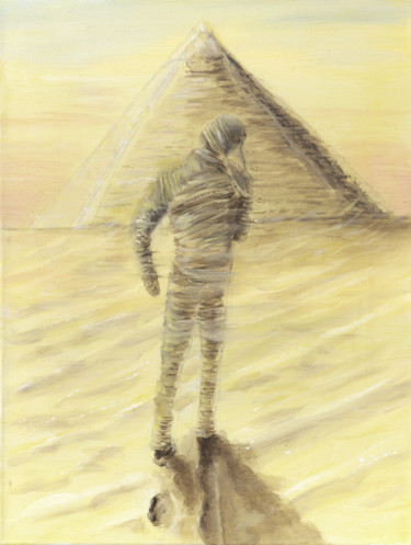 Schilderij getiteld "The Mummy" door James Potter, Origineel Kunstwerk, Olie