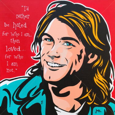 제목이 "Kurt Cobain"인 미술작품 Jamie Lee로, 원작, 아크릴 나무 들것 프레임에 장착됨
