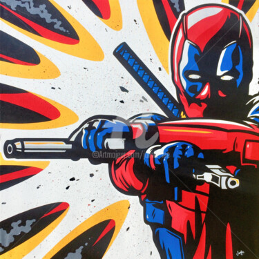 Painting titled "Deadpool" by Jamie Lee, Original Artwork, Acrylic Mounted on Wood Stretcher frame