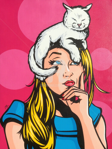 "Cat On A Hot Blonde…" başlıklı Tablo Jamie Lee tarafından, Orijinal sanat, Akrilik Ahşap Sedye çerçevesi üzerine monte edil…
