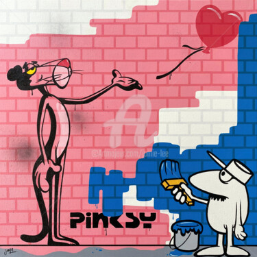 Ζωγραφική με τίτλο "Balloon Pinksy" από Jamie Lee, Αυθεντικά έργα τέχνης, Ακρυλικό Τοποθετήθηκε στο Ξύλινο φορείο σκελετό