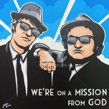 Pintura intitulada "Blues Brothers - Mi…" por Jamie Lee, Obras de arte originais, Acrílico Montado em Armação em madeira