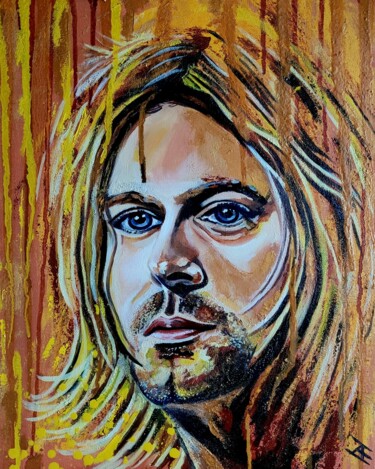 Peinture intitulée "Kurt Cobain" par Jan-Albert Ernsten, Œuvre d'art originale, Huile