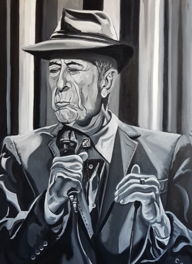 Painting titled "Leonard Cohen" by Jan-Albert Ernsten, Original Artwork, Oil